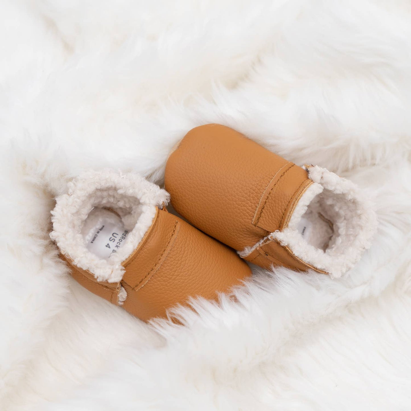 Classic Brown Leather Sherpa Baby Moccasins