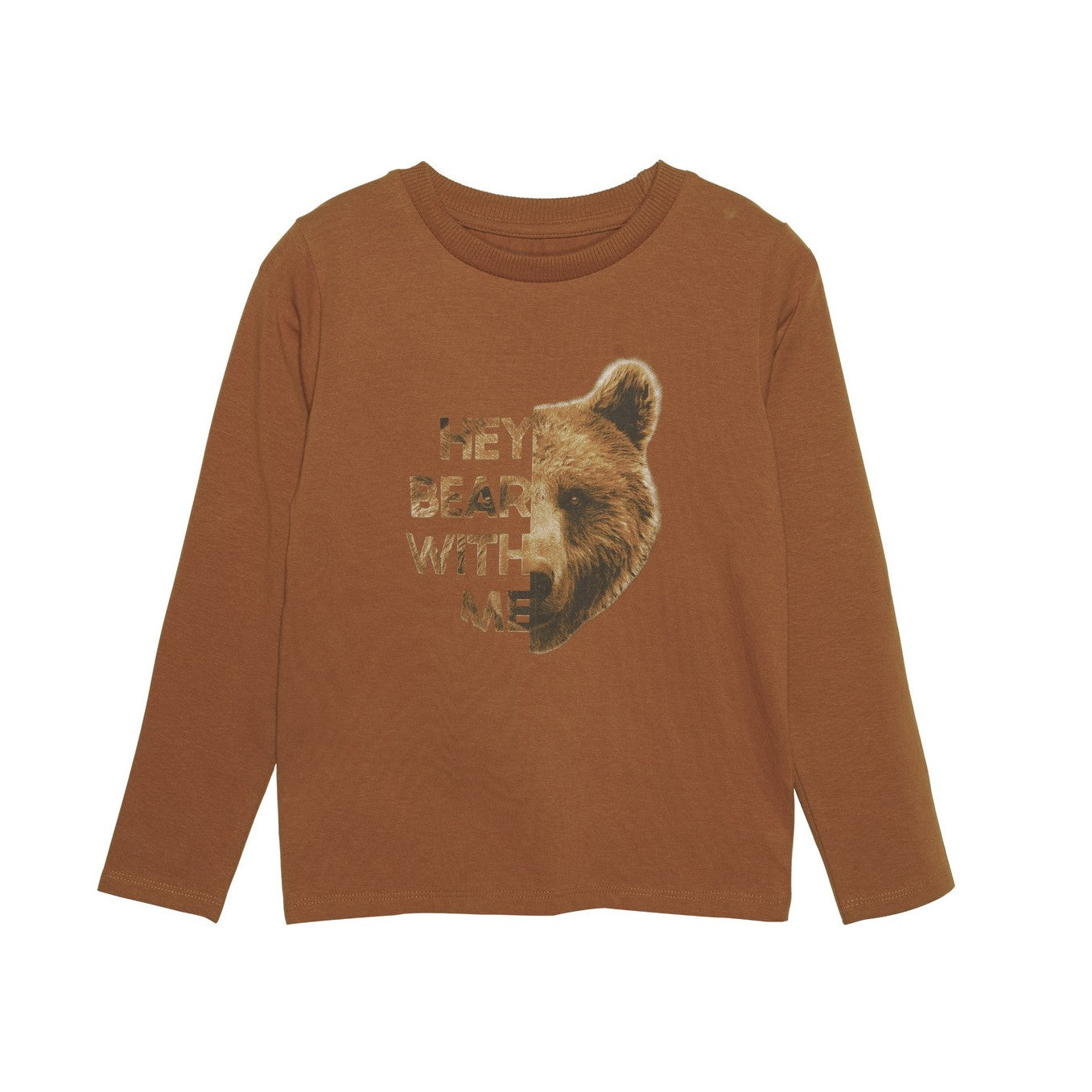 Bear With Me Printed Long Sleeve T-Shirt: Caramel Café