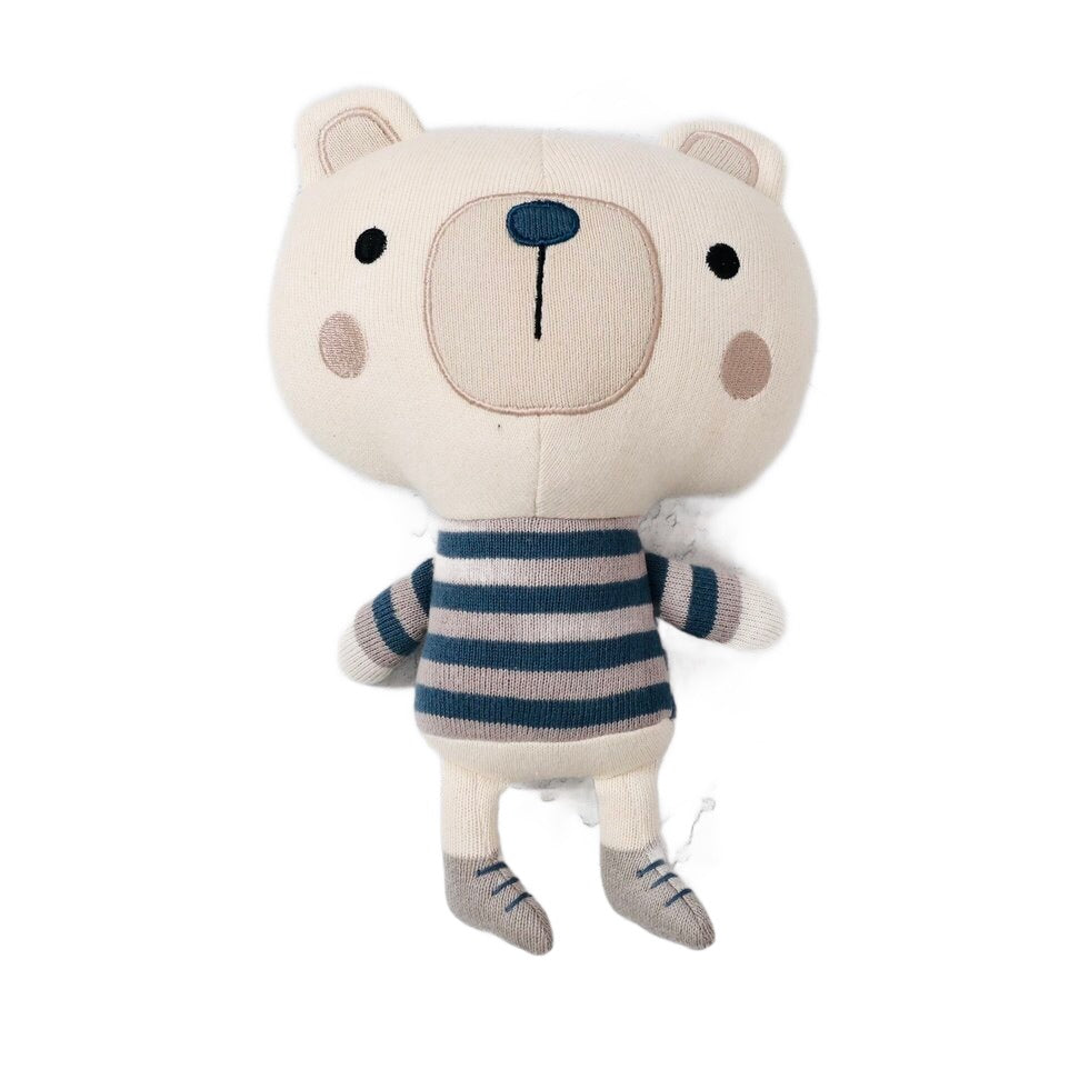 Frankie Bear Organic Cotton Fine Knit Stuffed Animal Toy: Natural