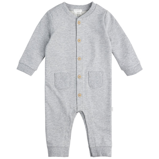 Baby Playsuit Knit: Heather Grey