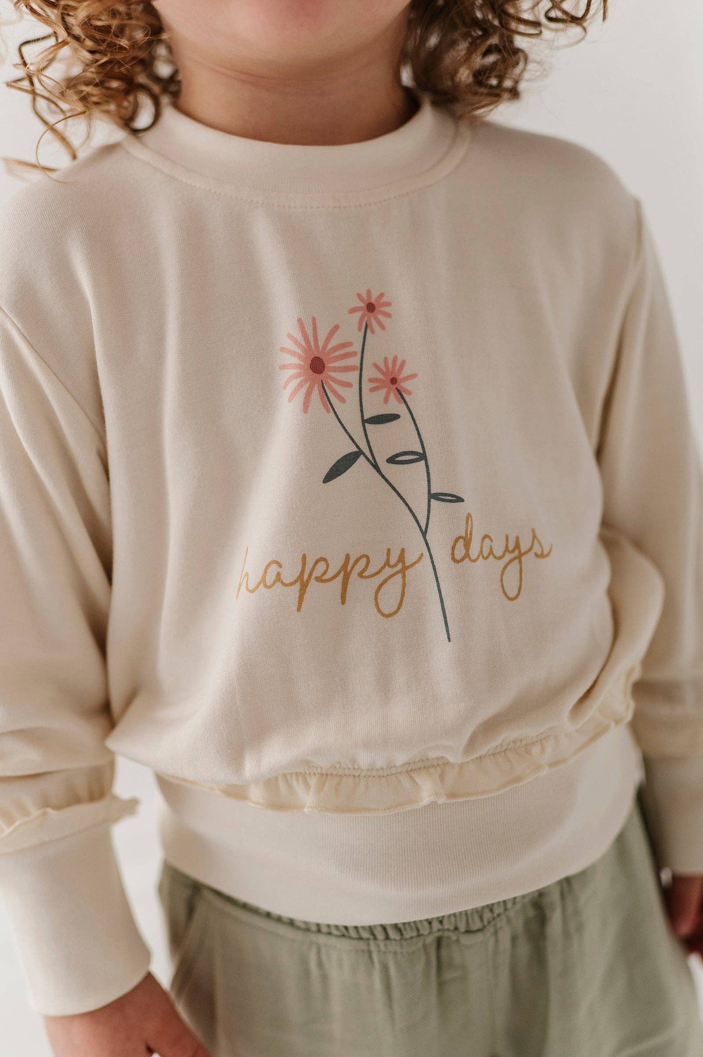 Happy Days Ruffle Hem Sweatshirt