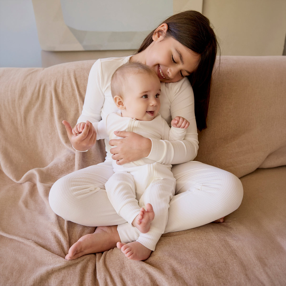 Ivory Modal Rib Frilled Sleeper lifestyle