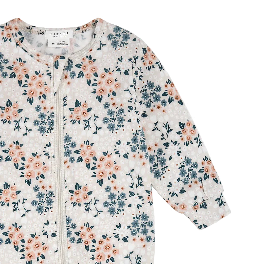 Blue & Pink Floral Footed Sleeper