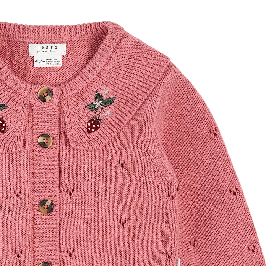 Strawberry Pink Knit Cardigan