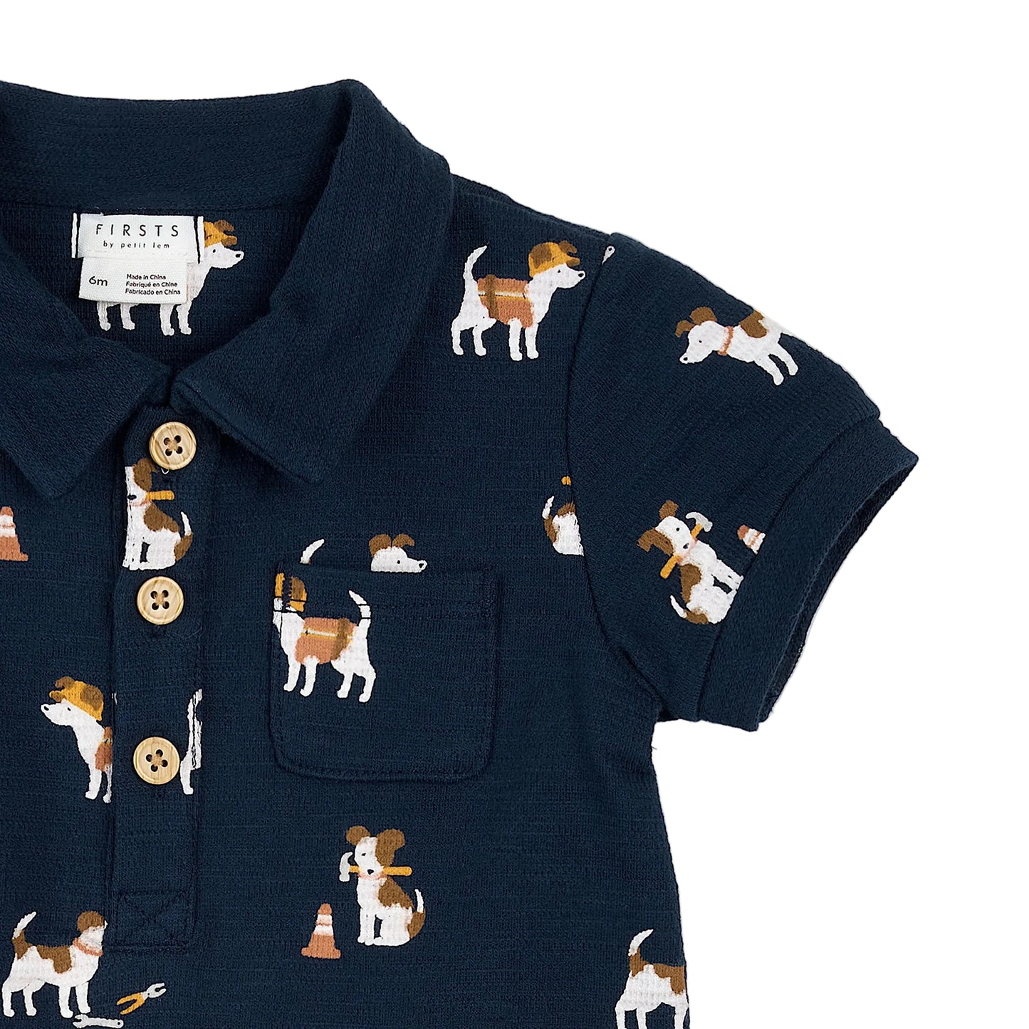 Organic Construction Pups Polo Romper