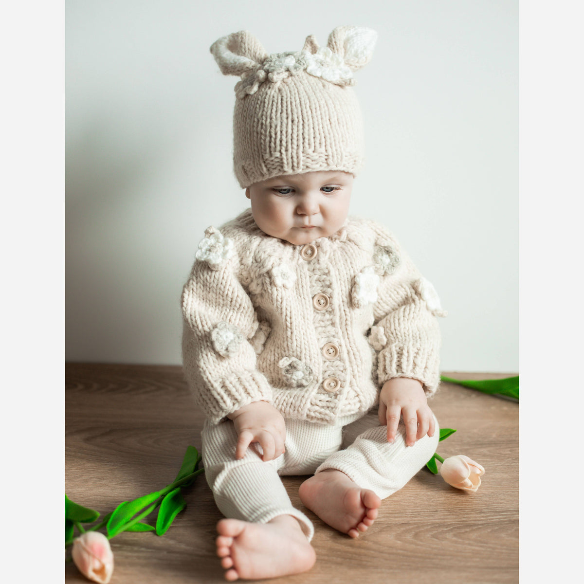 Natural Flower Knitted Cardigan
