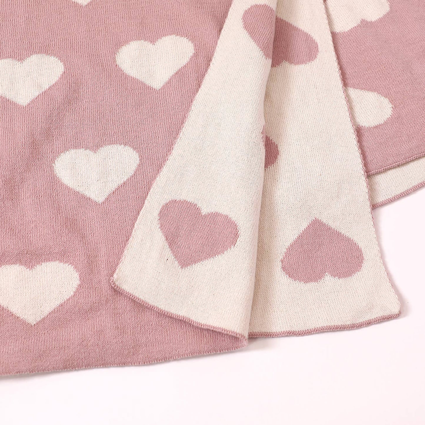 Organic Cotton Sweater Knit Blanket - Reversible Hearts