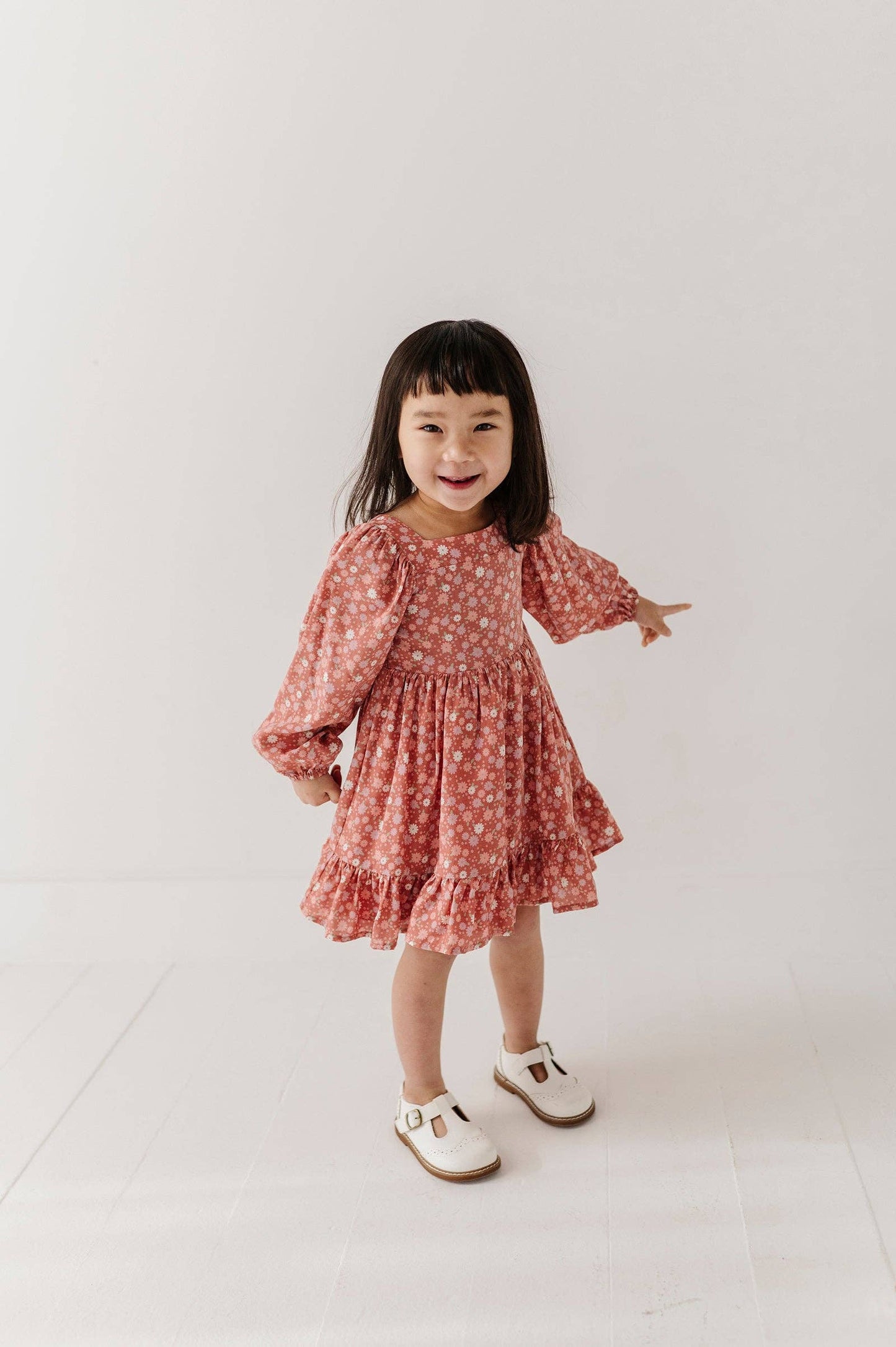 Tiny Petals Long Sleeve Viscose Dress
