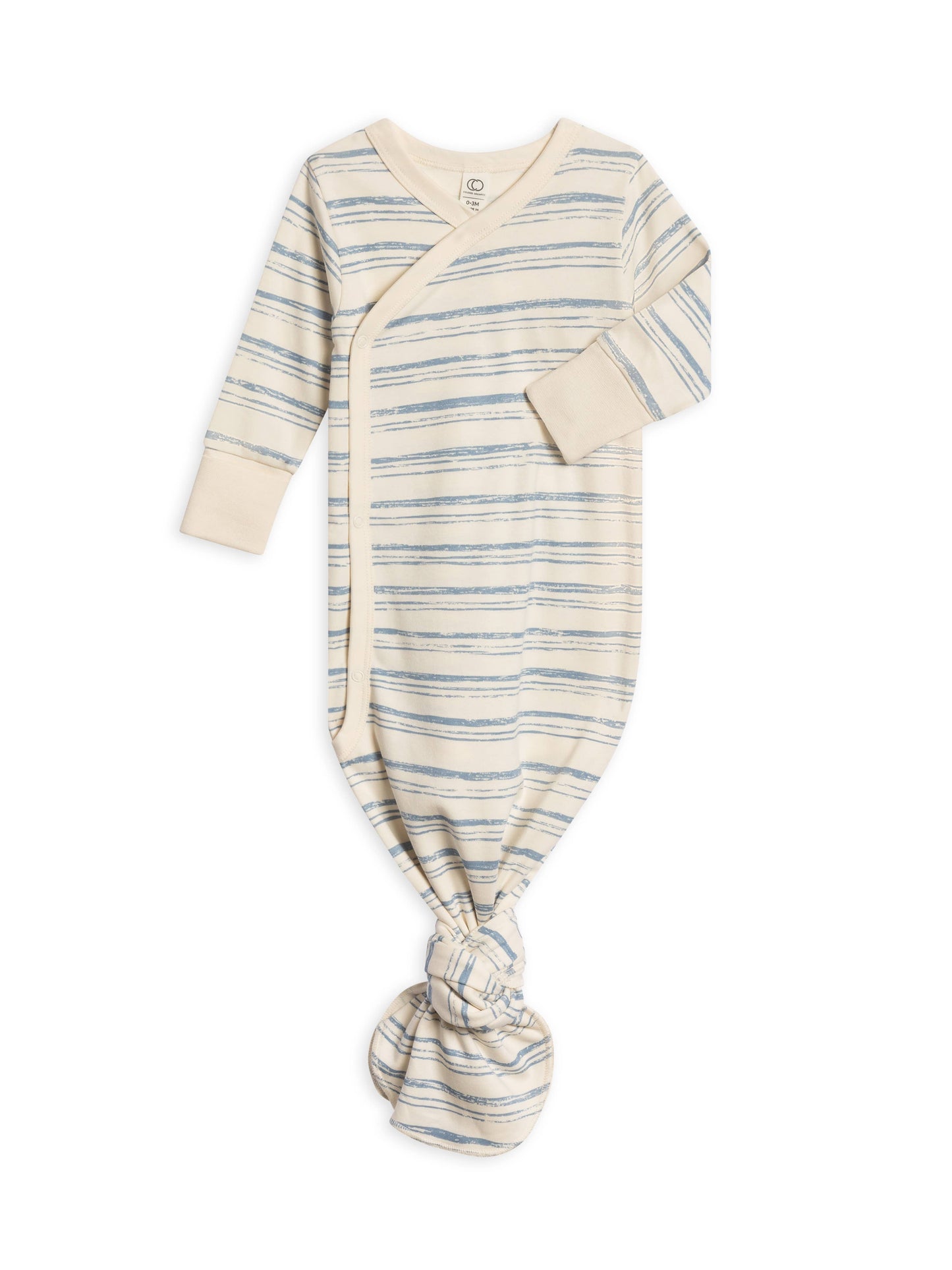 Organic Newborn Indy Kimono Gown - Wave Stripe / Rain