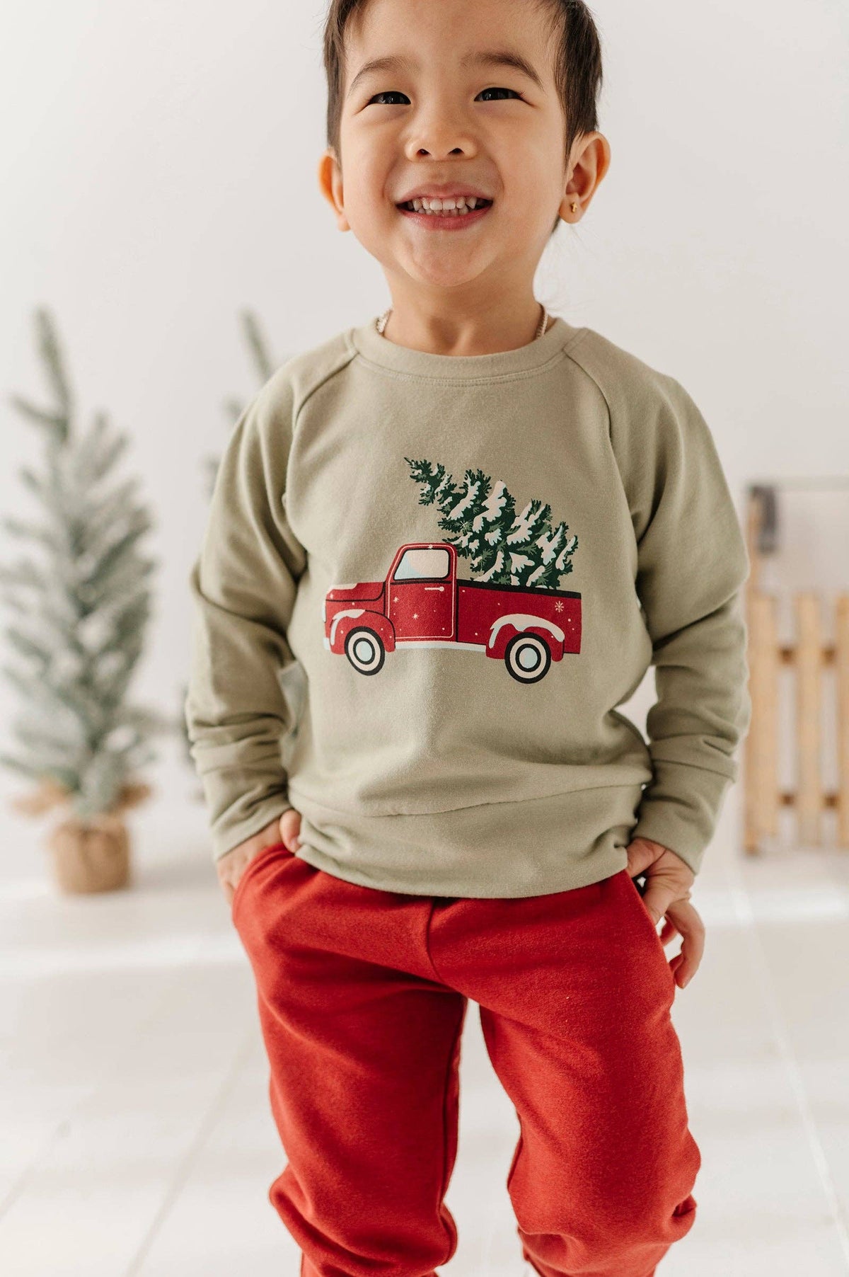 Christmas Truck Raglan Sweatshirt