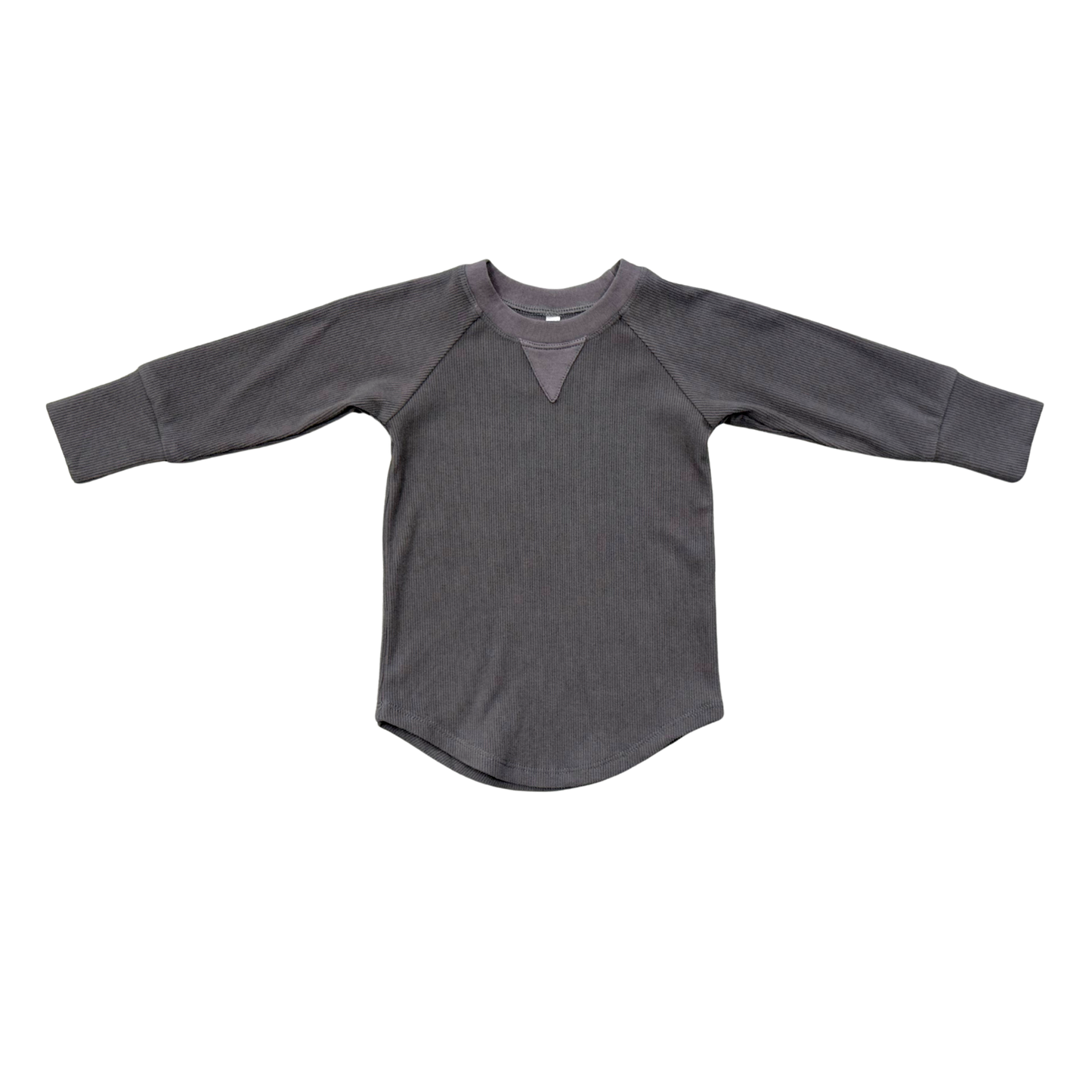 Tornado Gray Ribbed Long Sleeve Top