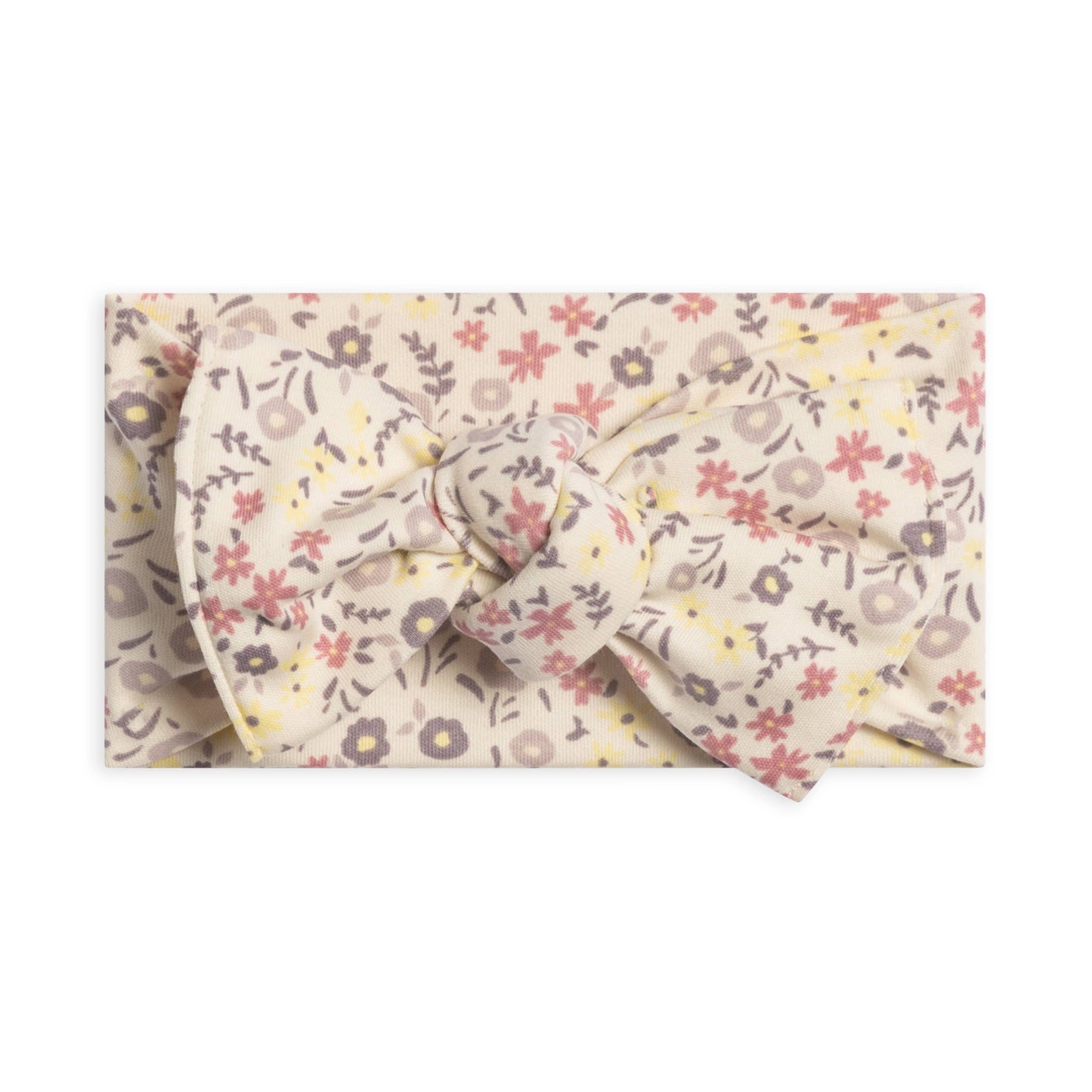 Organic Baby Hattie Knot Bow Wrap - Giada Floral / Lilla