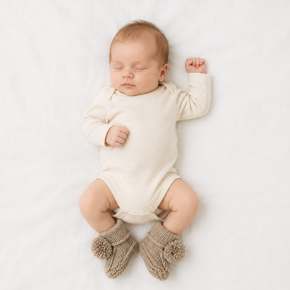 Pebble Pom Pom Knitted Booties
