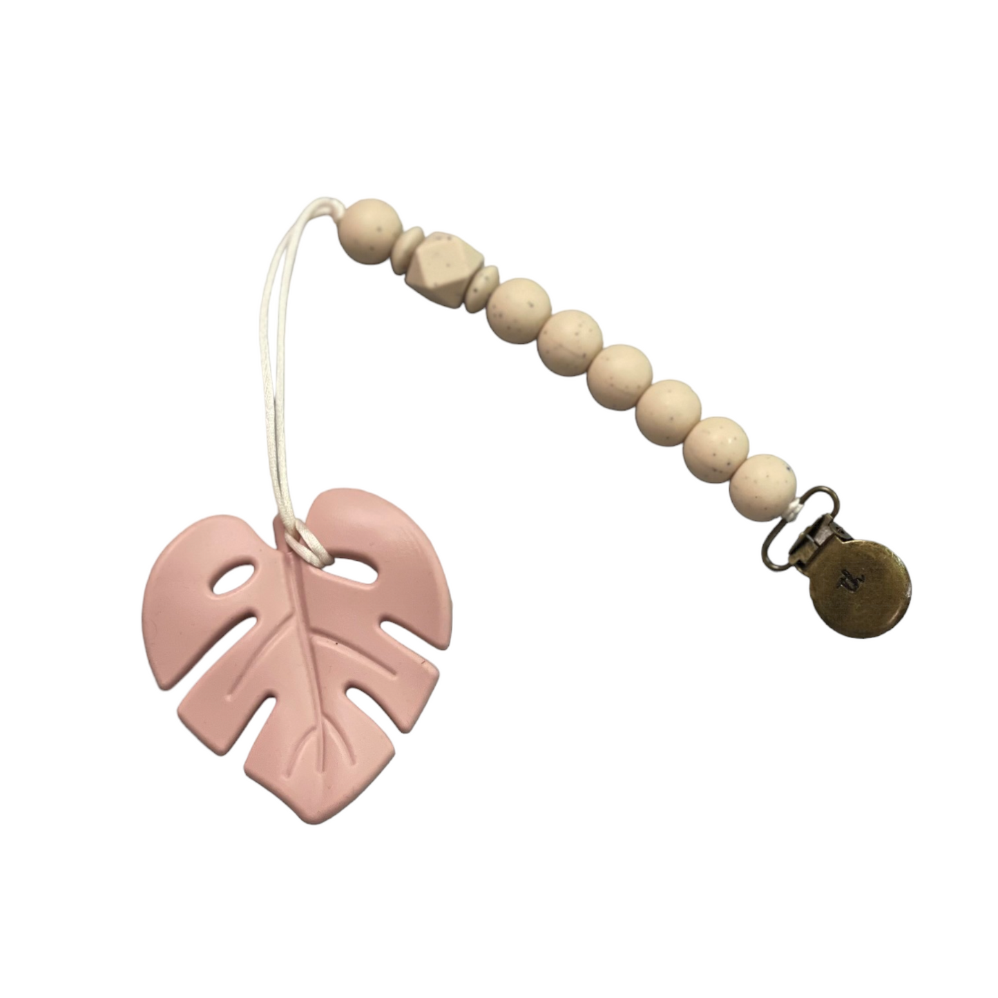 Teether & Clip Set- Pink Monstera