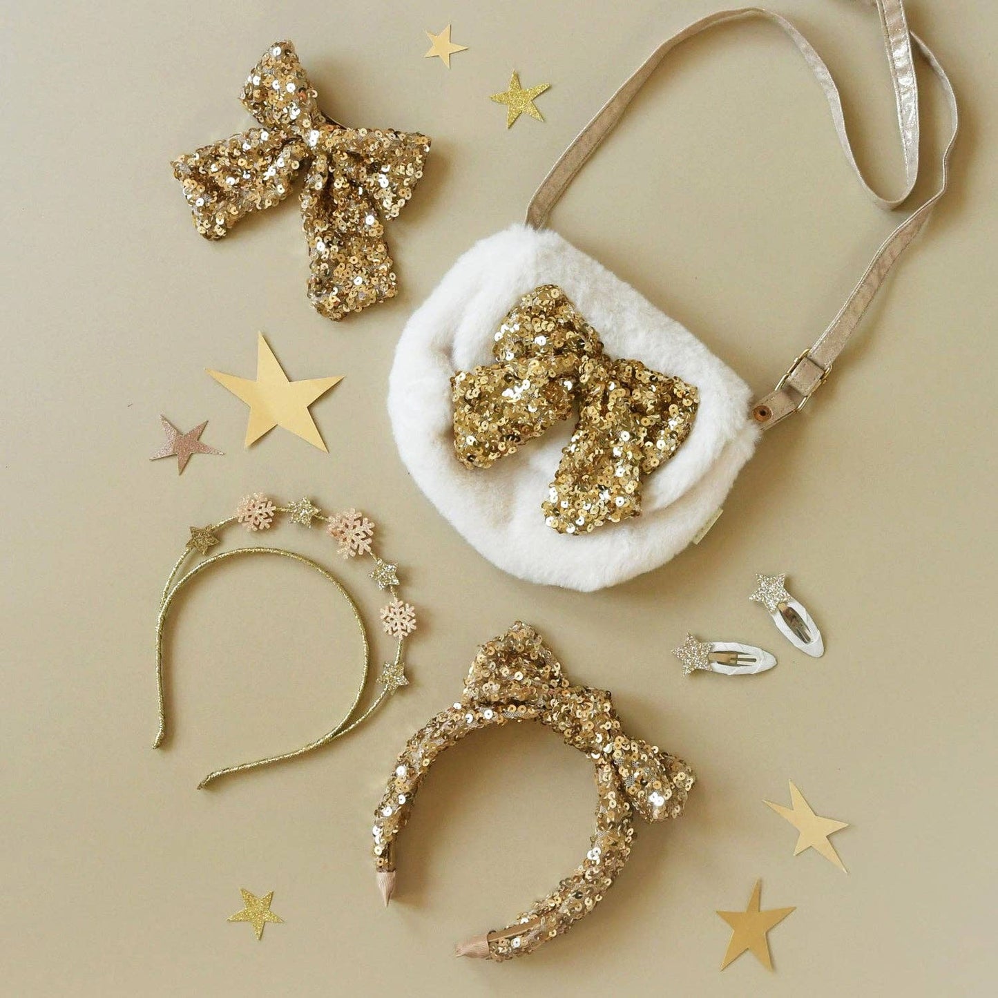 Sequin Bow Fluffy Bag