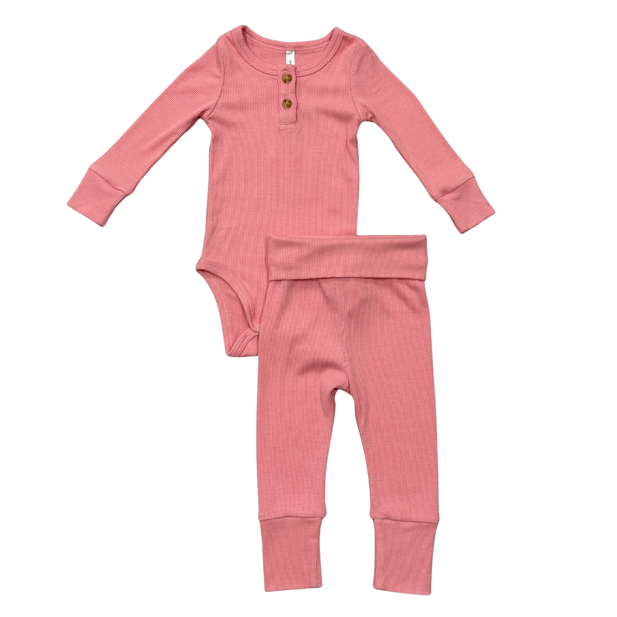 Rose Elegance Ribbed Henley Bodysuit