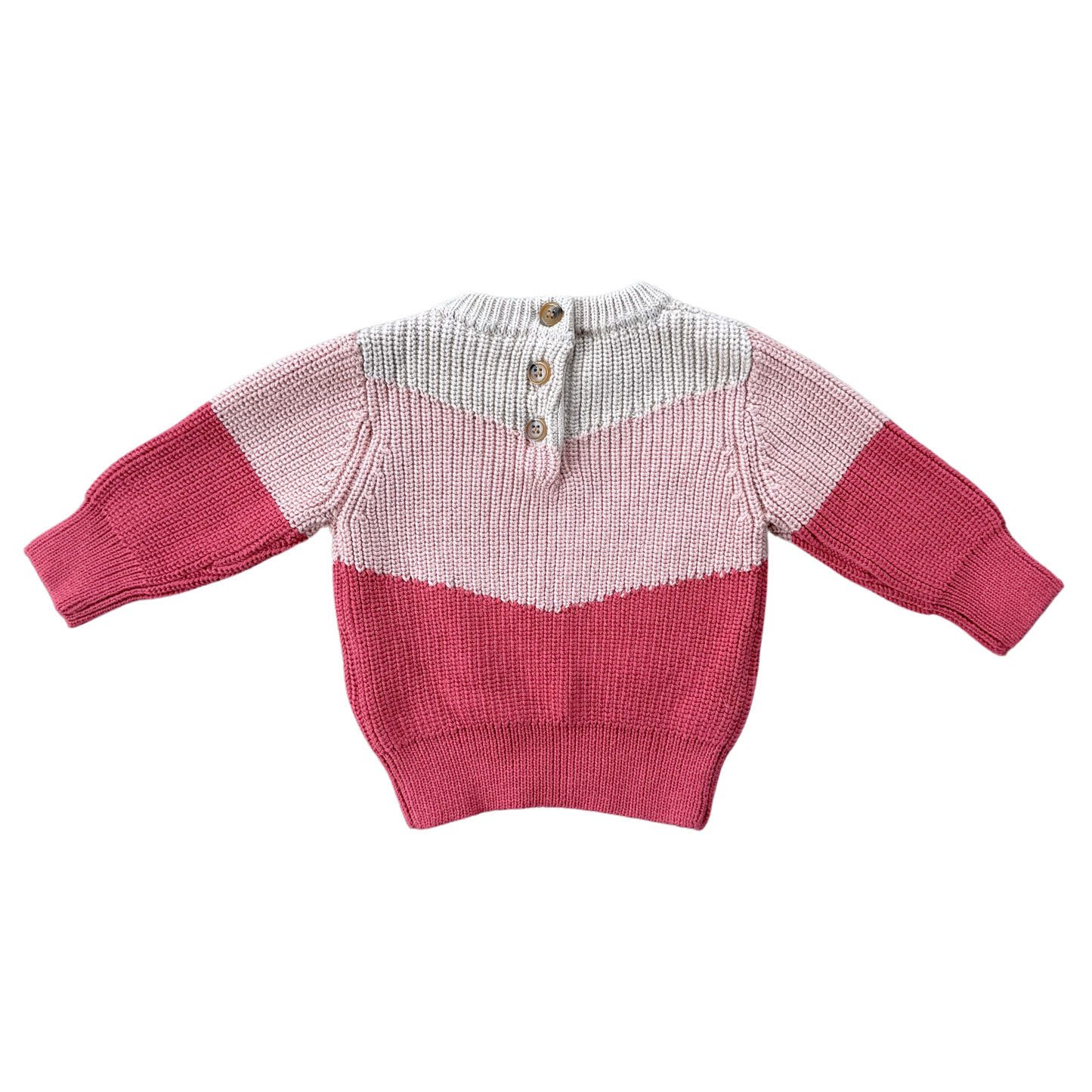 Colorblock Cotton Knit Sweater: Misty Rose