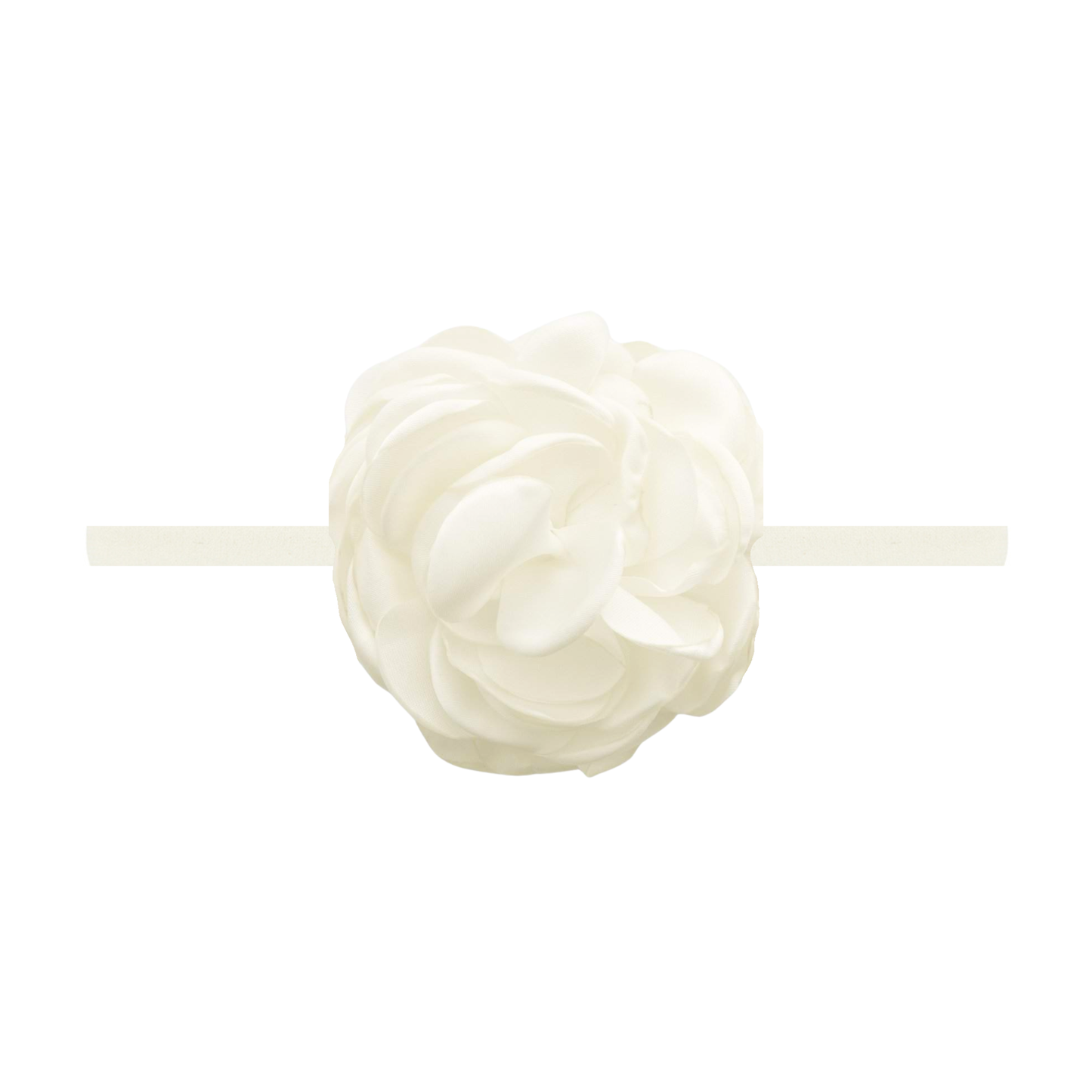 Silk Ruffle Ivory Flower Skinny Headband