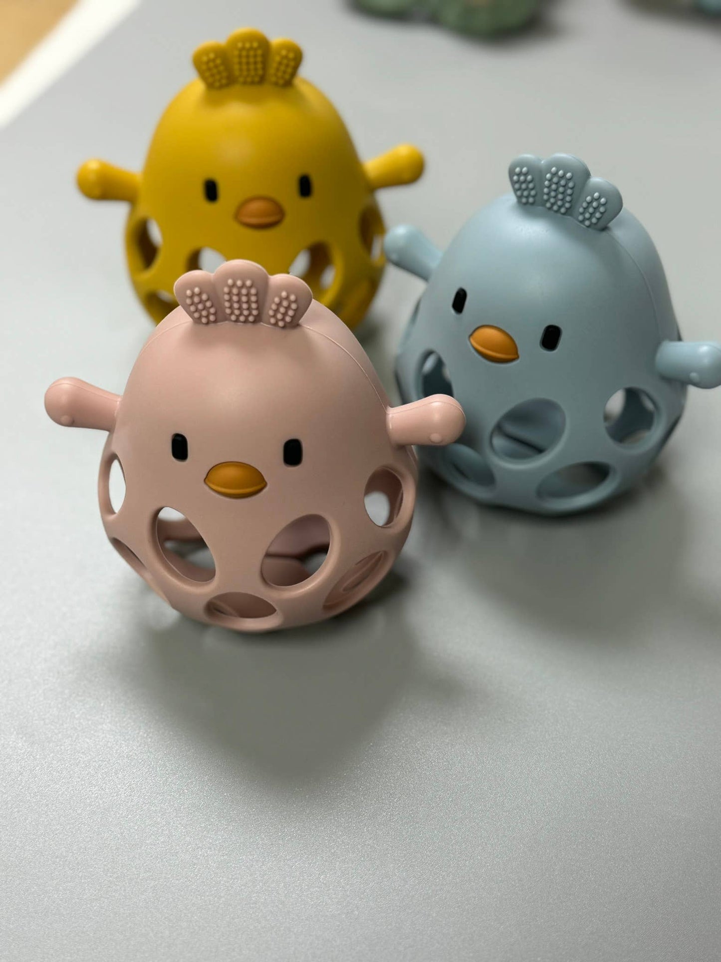 3D Chicken Silicone Teether- Slate