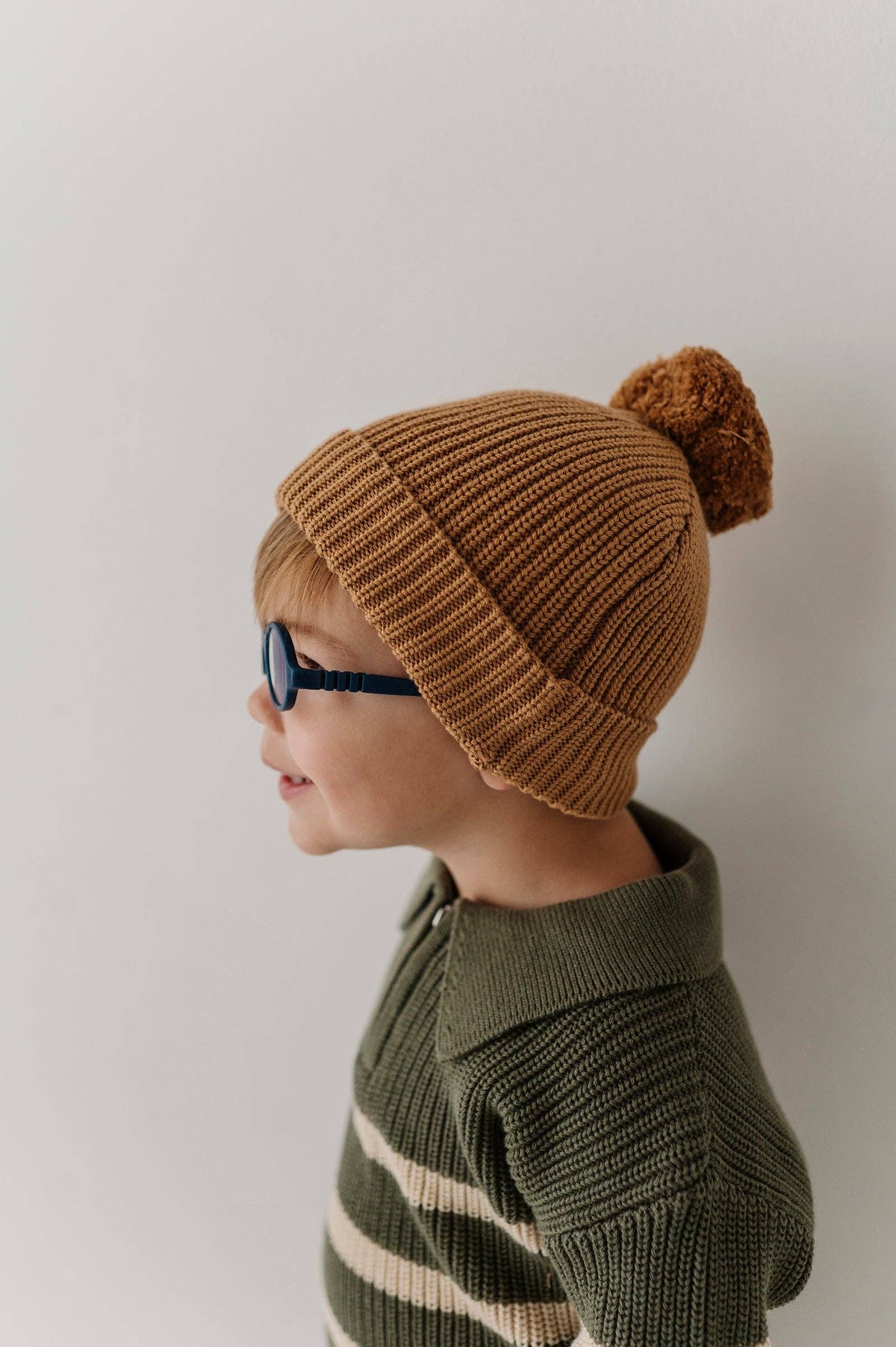 Camel Knit Pom Hat