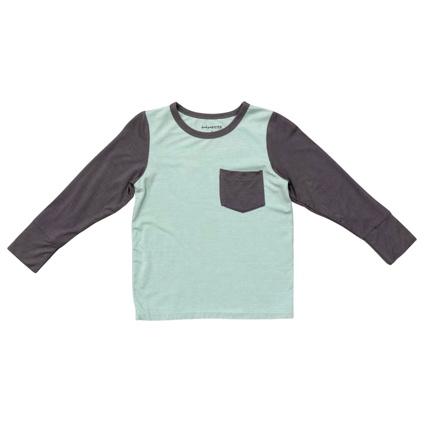 Tornado Gray Long Sleeve Colorblock Pocket Shirt