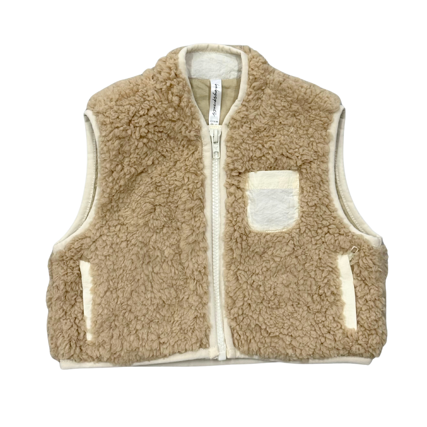 Beige Sherpa Zipper Vest