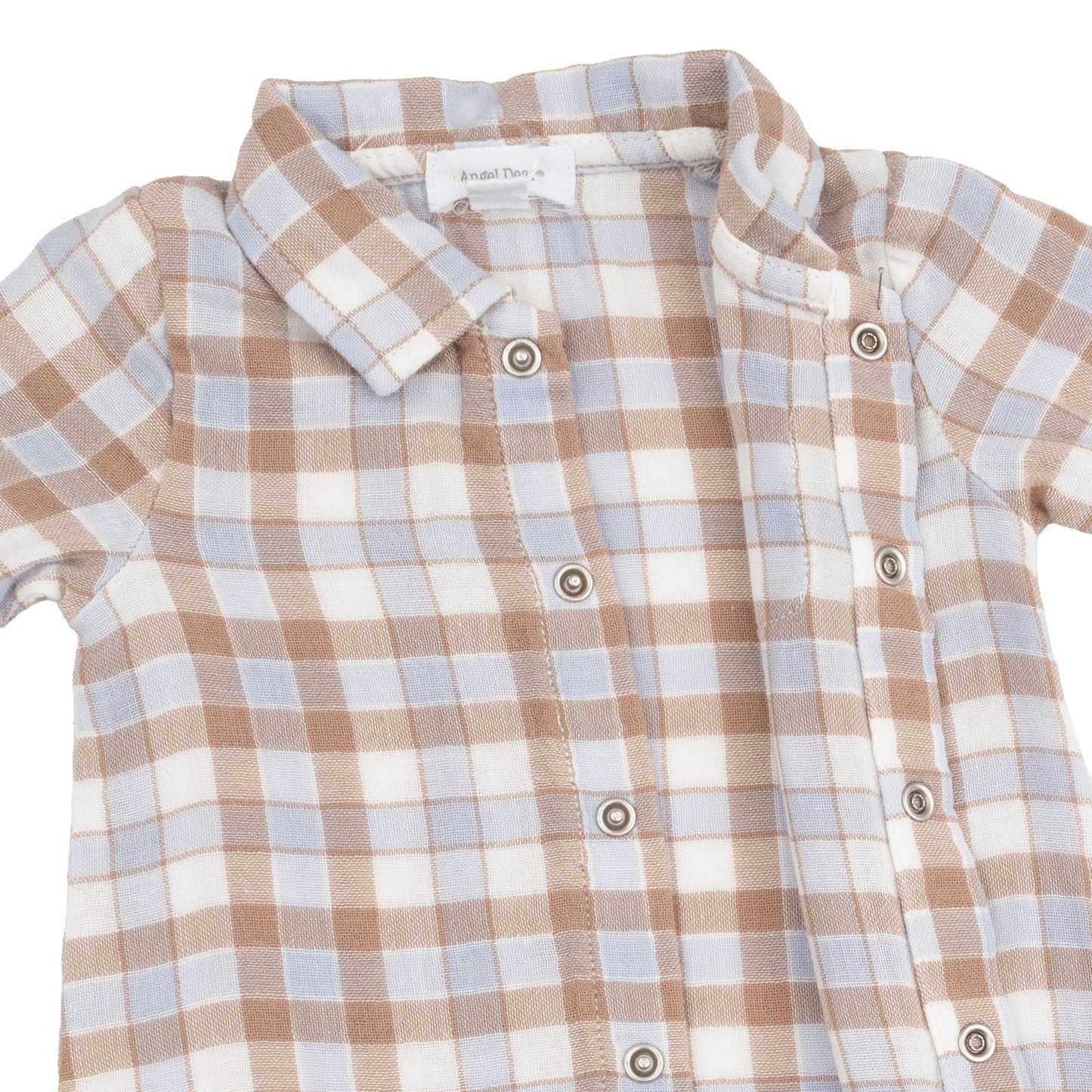 Western Plaid - Long Sleeve Polo Button Down Romper