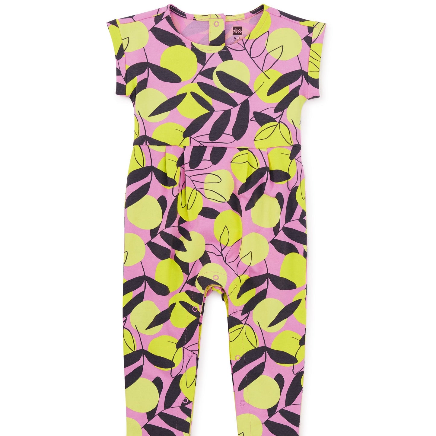 Cuff Sleeve Baby Romper: Mediterranean Citrus