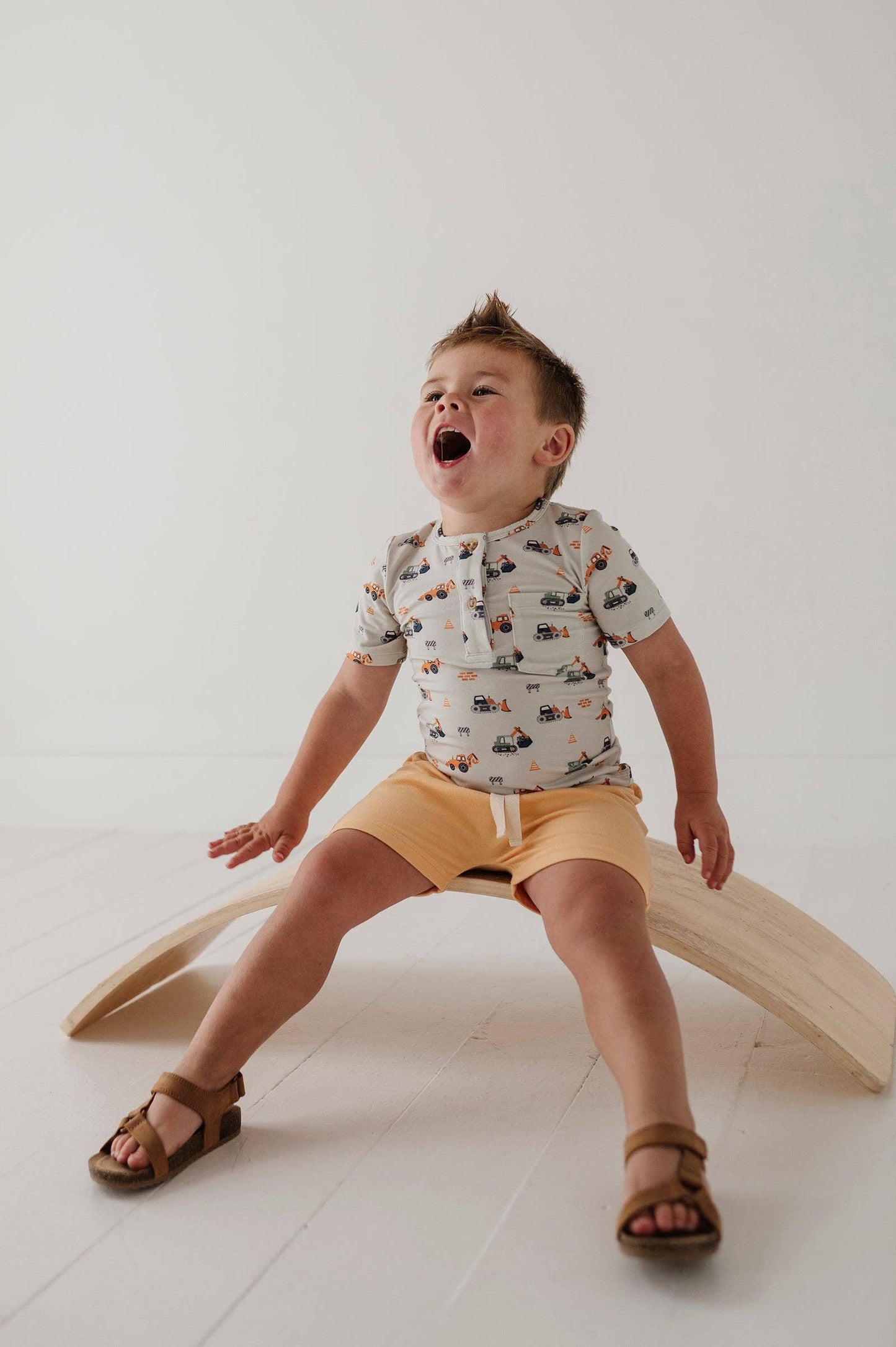 Construction Short Sleeve Henley Shirt