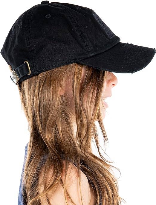 American Flag Distressed Baseball Cap - Black