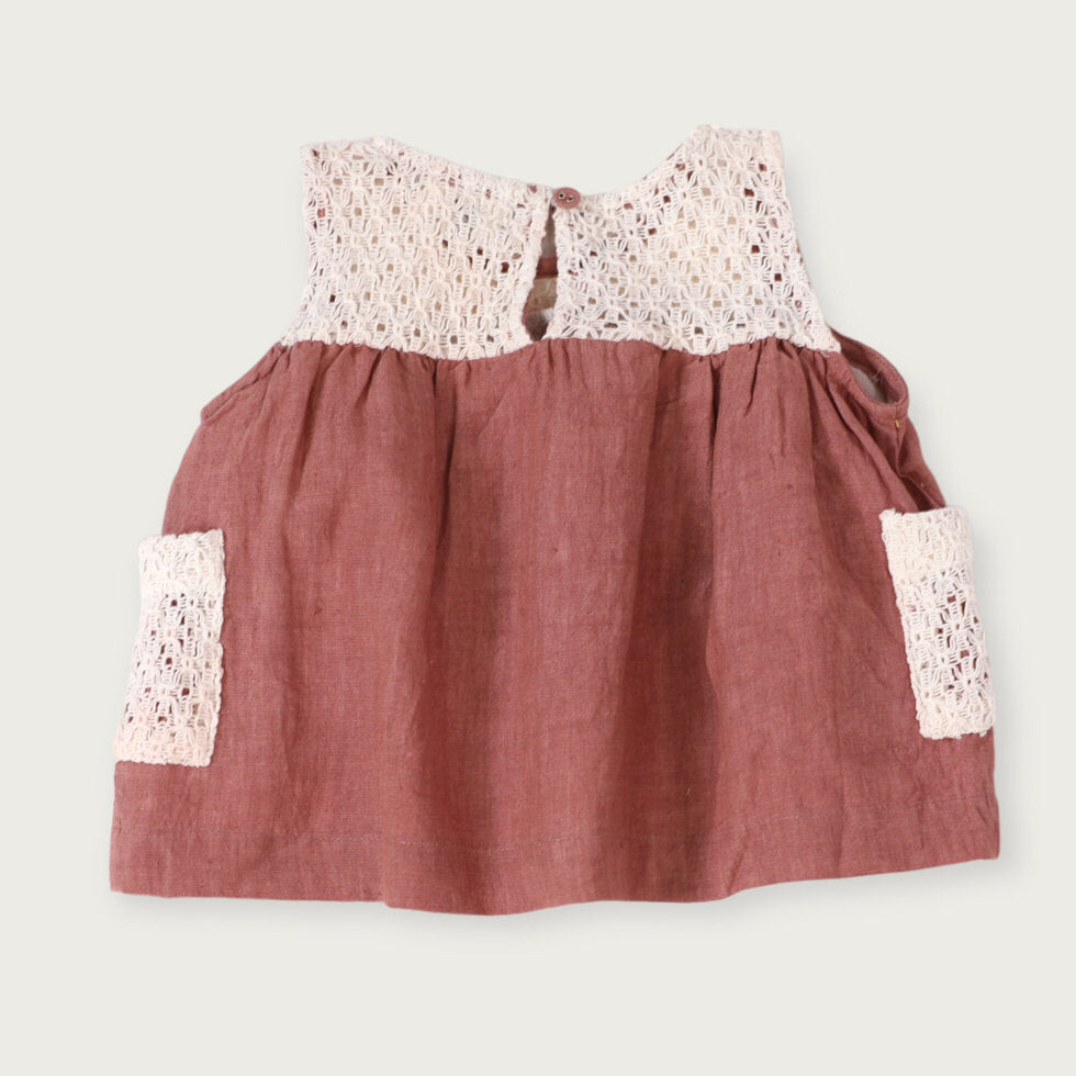 Mirabelle Linen Crochet Baby Dress + Bloom: Terracotta Lin