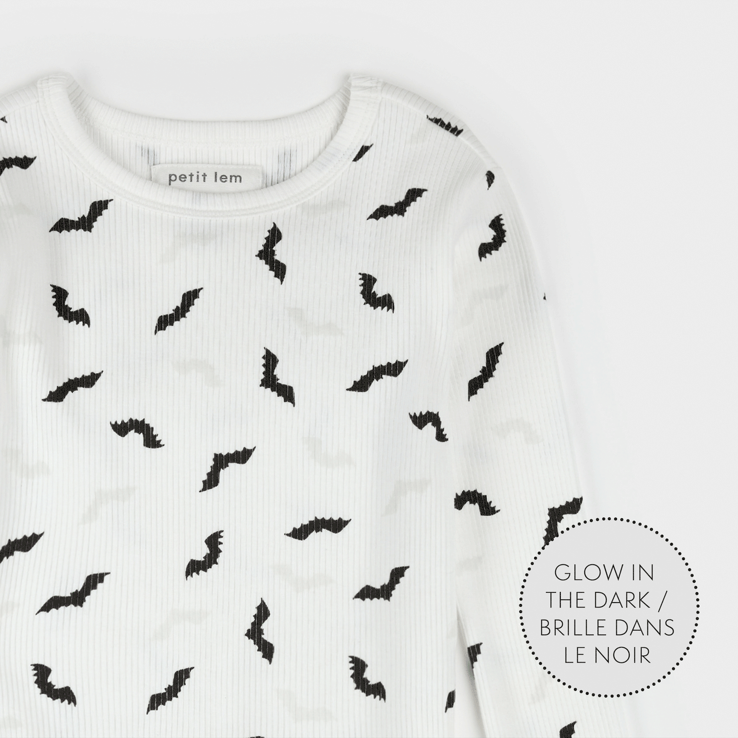 Off White Bats Glow in the Dark Baby Pajama Set