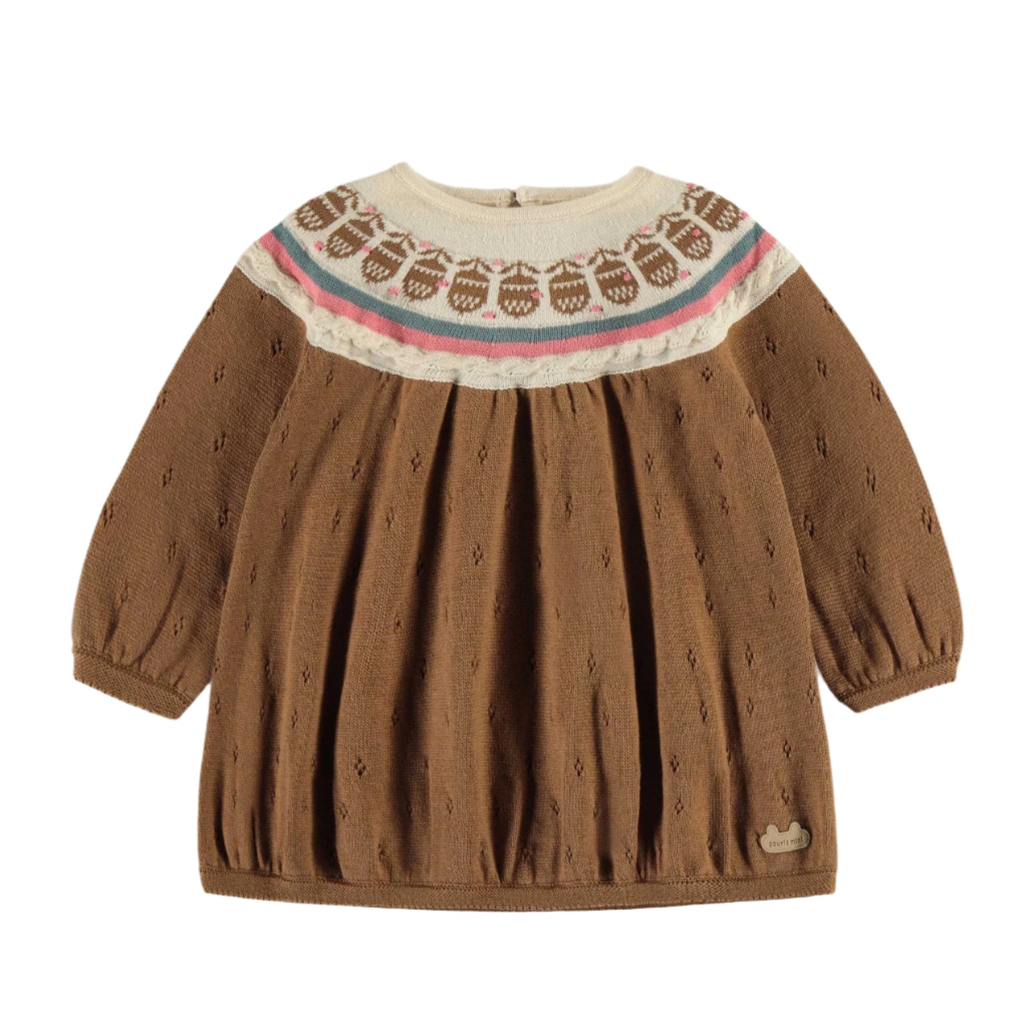 Brown Knit Dress with Cashmere Imitation