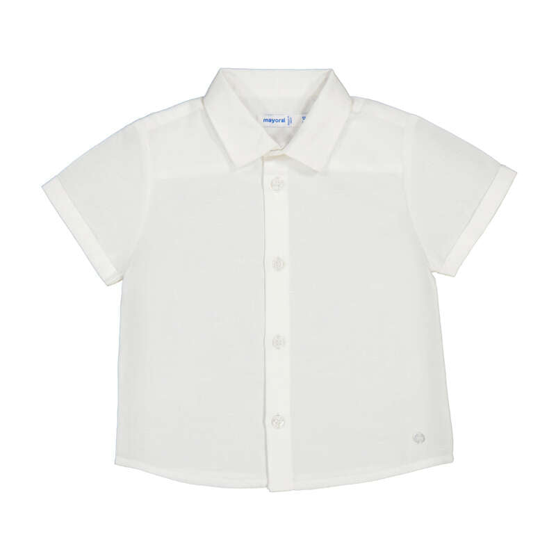 White Linen Polo Button-up Shirt