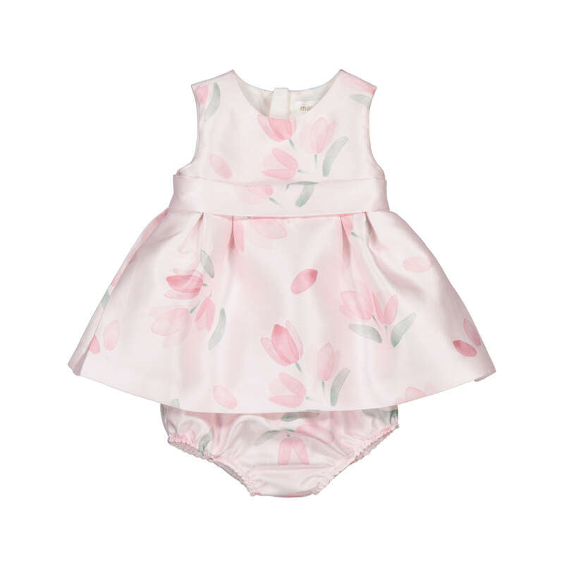 Pink Tulips Floral Dress with Bloomers