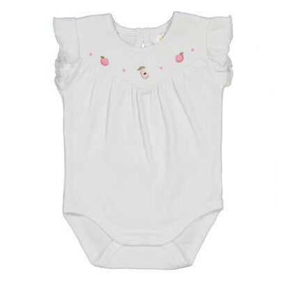 White Ruffle Sleeve Fruit Onesie