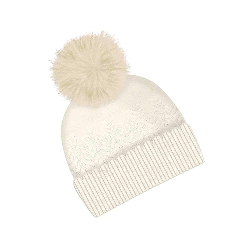 Knit Puff Ball Beanie - Cream