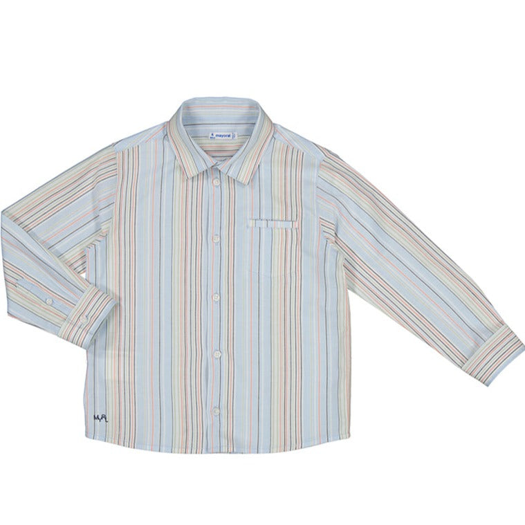 Sky blue L/s stripes oxford shirt