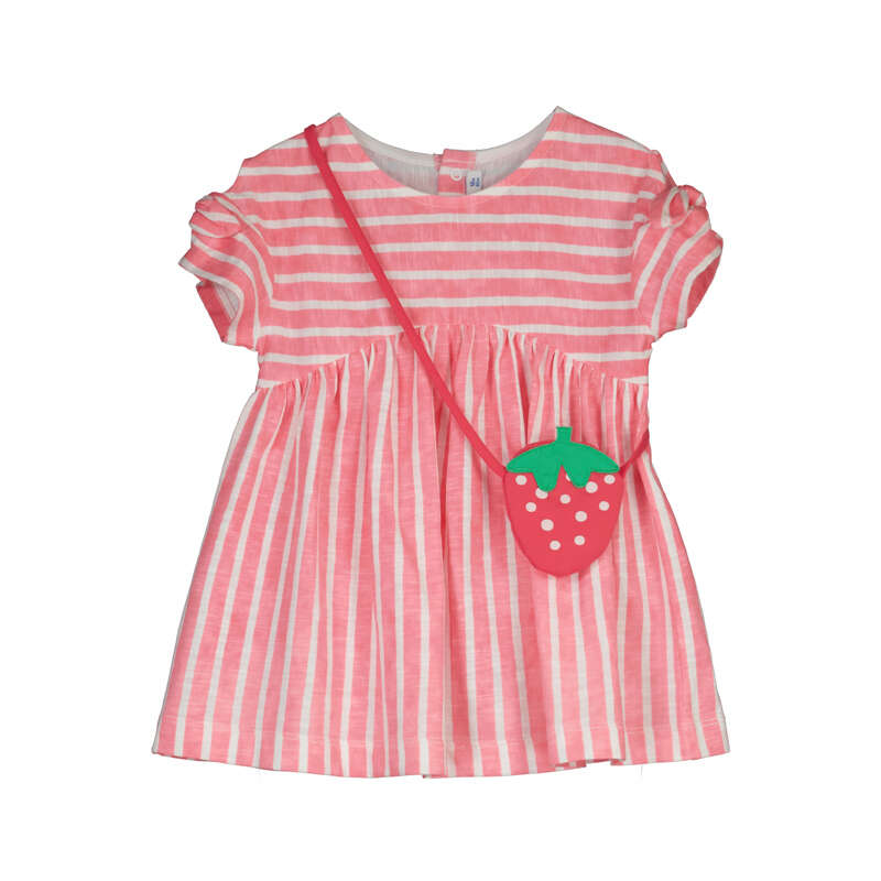 Geranium Pink Striped Cotton Dress
