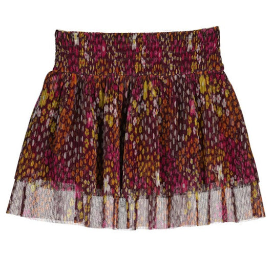 Printed pleated tulle skirt: Blackberry