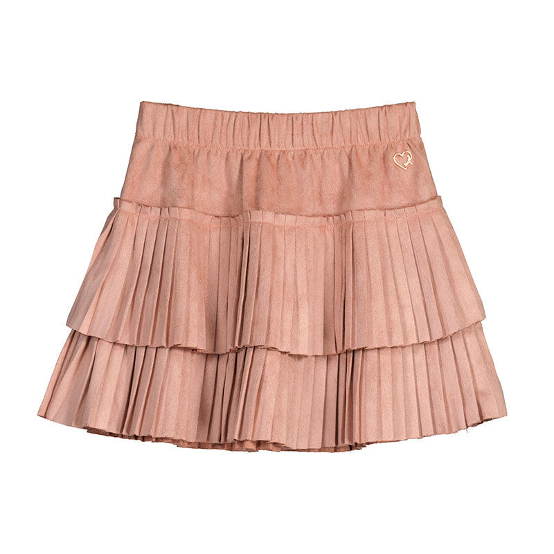Nude Pleated suede skirt