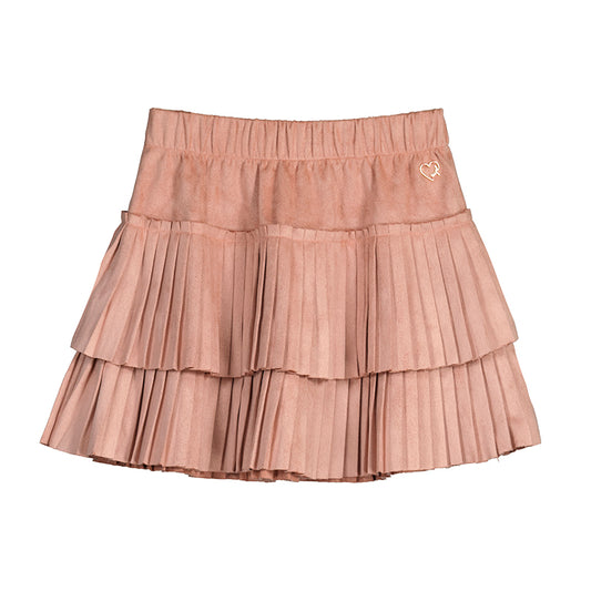 Nude Pleated suede skirt