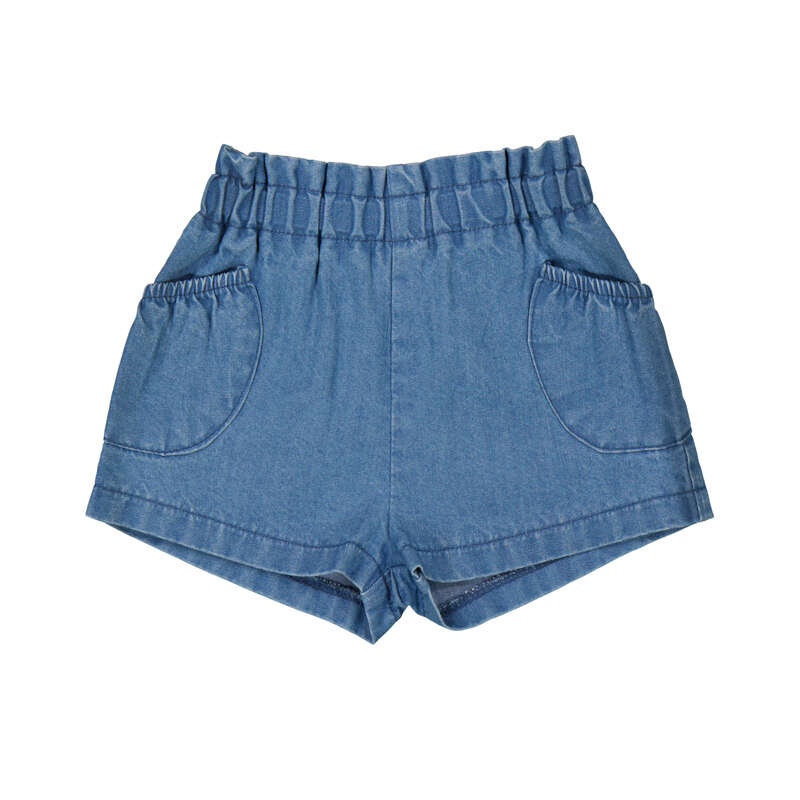 Light Denim Pull Up Shorts