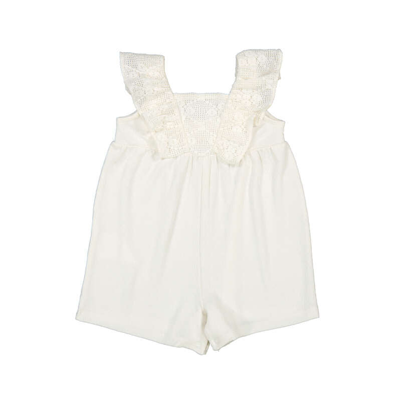 Ecru White Crochet Romper