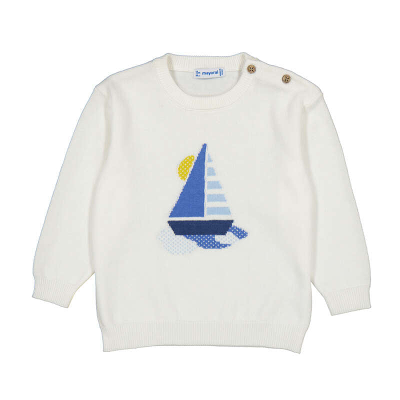 Cream Sailboat Cotton Sweater
