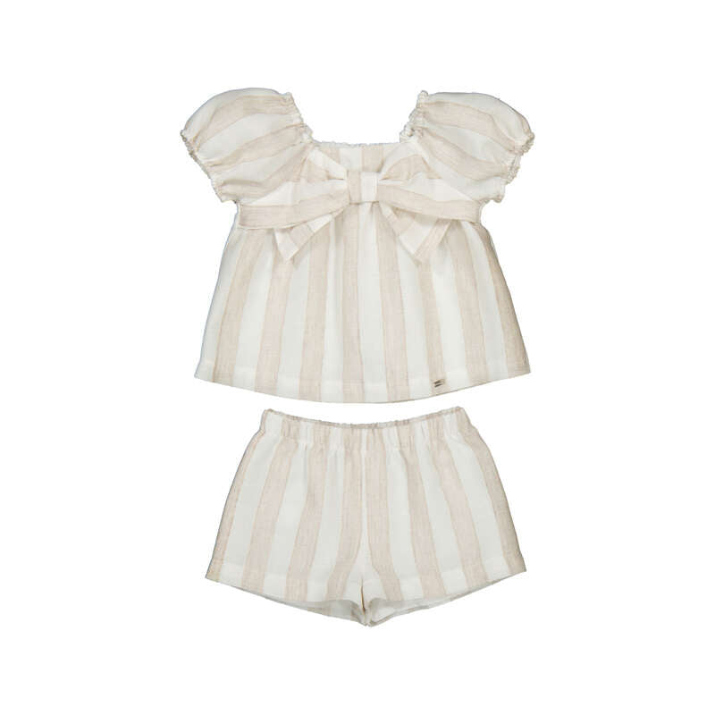 Hazelnut Striped Blouse and Shorts Set