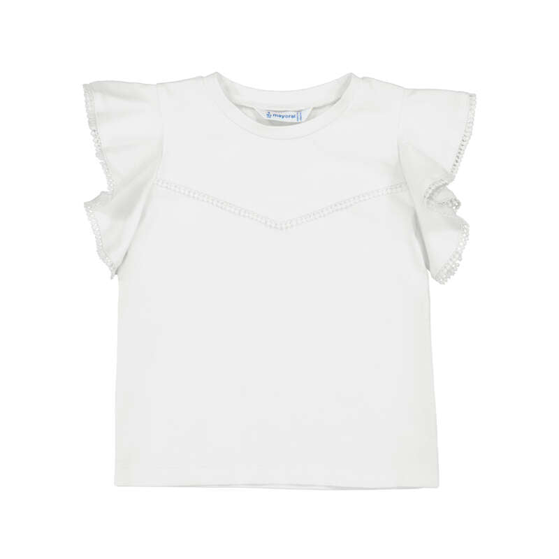 White Ruffled Sleeve T-Shirt