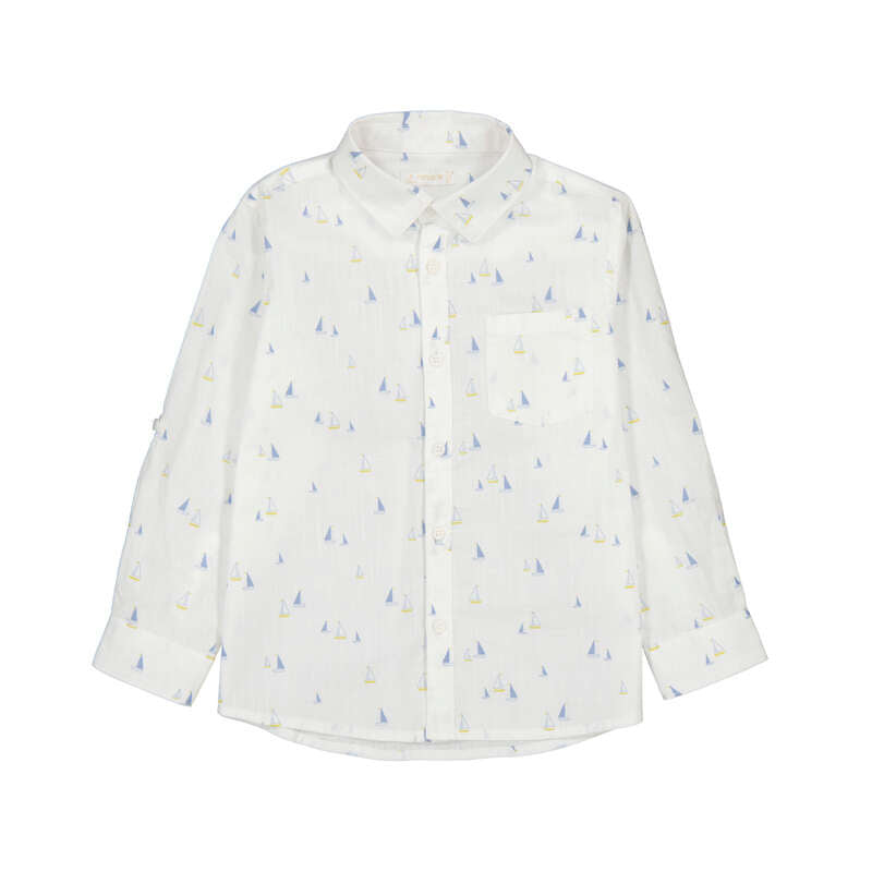 Sail Boats L/S Linen Button Up Shirt