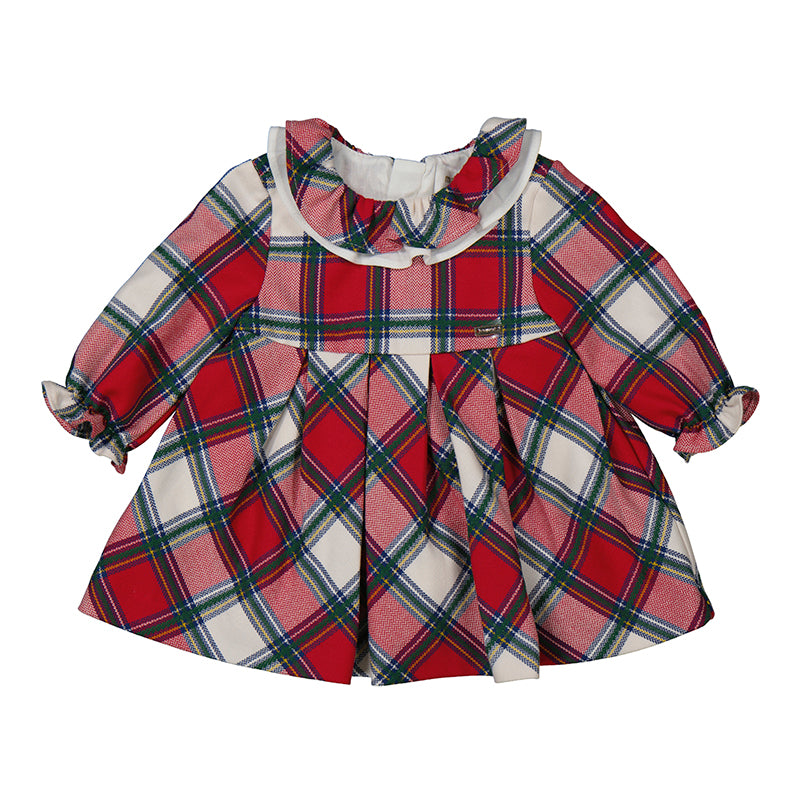 Red L/s Plaid Baby Dress