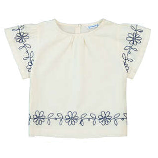 Porcelain Embroidered Blue Floral Top